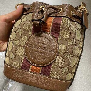 Coach  C8322 Mini Dempsey Bucket Bag in Signature Jacquard with Stripe